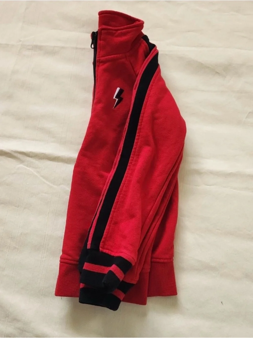Wonder Nation Boys XS 4-5 Brilliant Red Zip Up Track Jacket Lightning Bolt